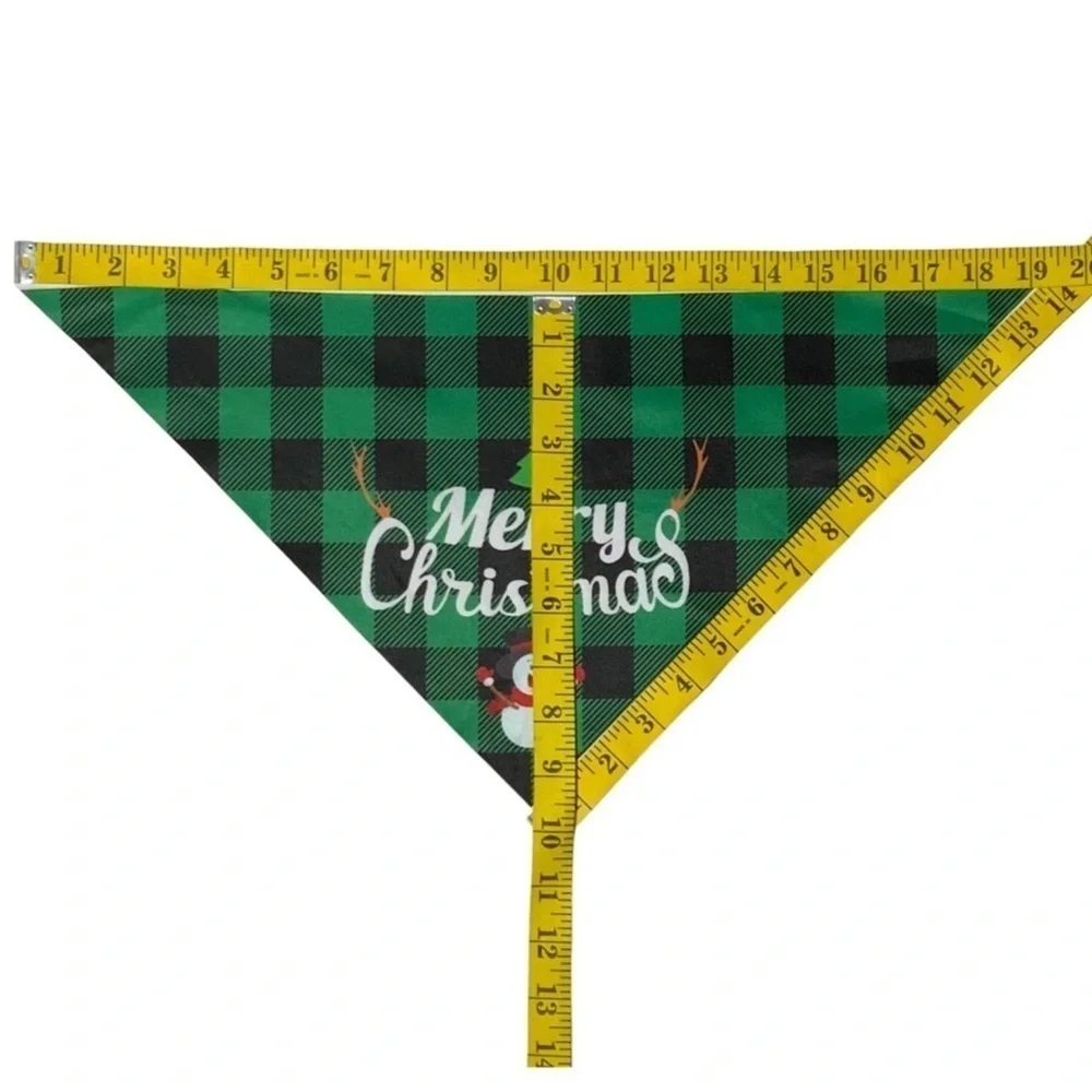Christmas Dog Bandannas Tartan Plaid Merry Christmas Tie On 19” OS 2 PC Set